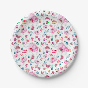 Cute Afternoon Tea Party Watercolor Floral Garden Paper Plate