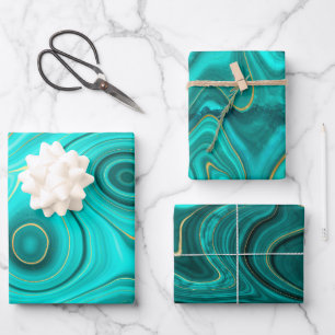 cute agate turquoise pattern party Wrapping Paper 