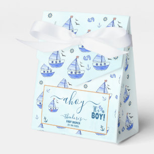 Cute Ahoy It's a Boy Sailboat Nautical Baby Shower Favor Box
