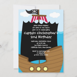 Cute Ahoy Mates Pirate Birthday Party Invitations
