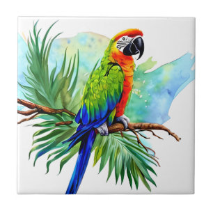Cute AI Generated Macaw Parrot Tile
