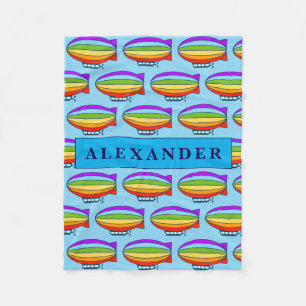 Cute air blimp pattern fleece blanket for kids