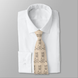 Cute Airedale Cartoon Sketch - Terrier Themed Tie