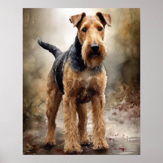 Cute Airedale Terrier Dog Art Imprimer Poster (Devant)