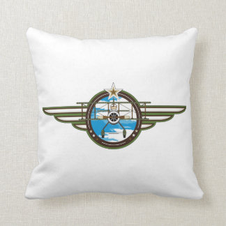 Cute Airforce Pilot and Biplane Throw Pillow