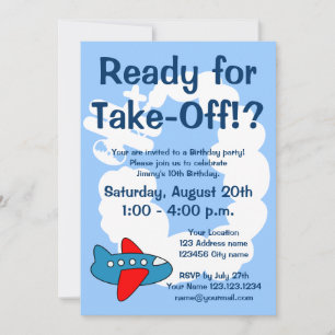 Cute airplane Birthday party invitations for kids