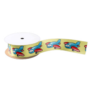 cute airplane cartoon satin ribbon