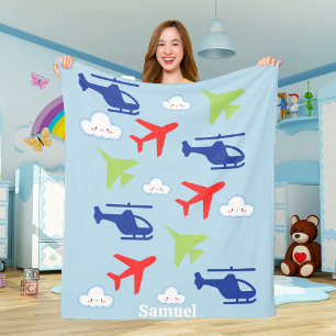 Cute Airplane Cloud, Travel, Baby Shower, Aviation Fleece Blanket