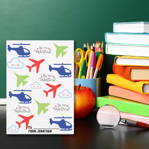 Cute Airplane Clouds Colourful Kids Valentine's Da Holiday Card