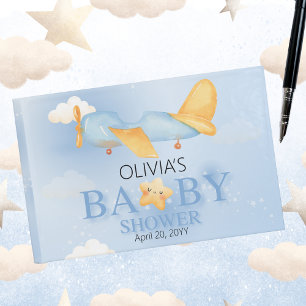 Cute Airplane, Clouds & Star,Baby Shower Guestbook
