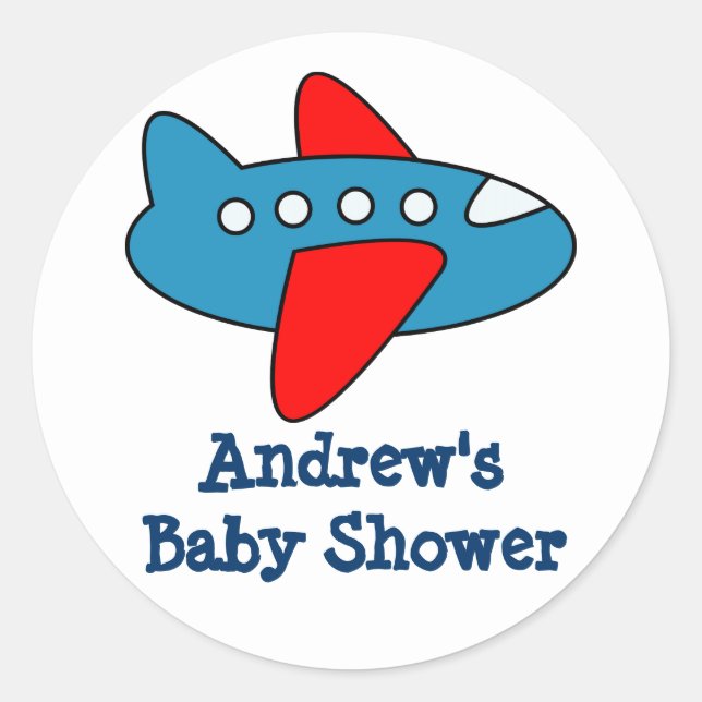 Cute airplane stickers for baby shower party (Front)