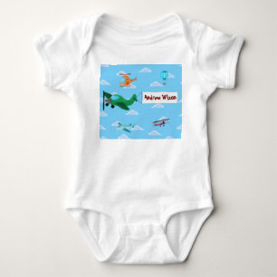 Cute Airplanes and Helicopter for Baby Boy Bodysuit