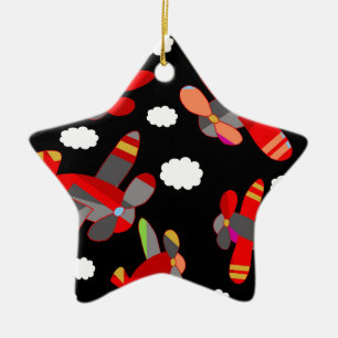 Cute airplanes ceramic ornament