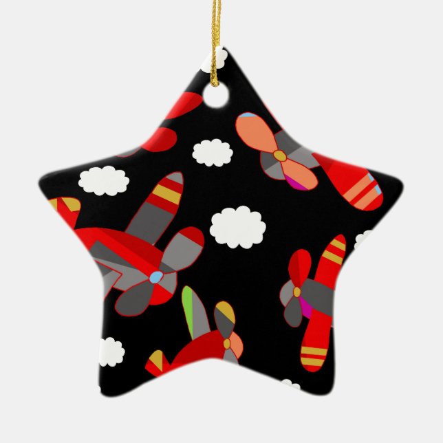 Cute airplanes ceramic ornament (Front)