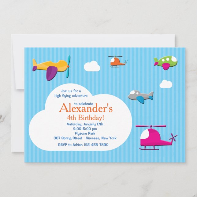 Cute Airplanes Invitation (Front)