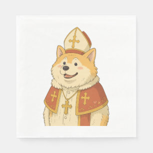 Cute Akita Pope - Funny Dog Design Napkin
