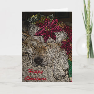 Cute akita santa hat cone decorations christmas holiday card