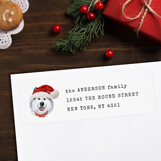 Cute Alaskan Malamute Christmas Dog Return Address (Creator Uploaded)