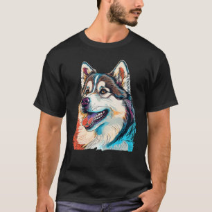 Cute Alaskan Malamute Dog on Alaskan Malamute 3 T-Shirt