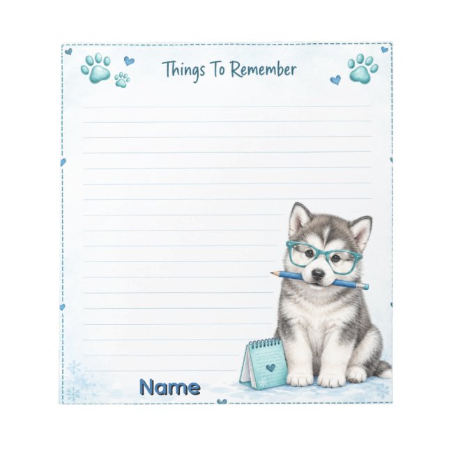 Cute Alaskan Malamute Things to Remember Notepad (Front)