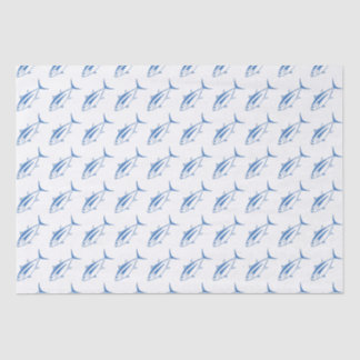 Cute Albacore Tuna Fish in Aegean Blue and White Tissue Paper