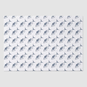 Cute Albacore Tuna Fish in Marine Blue and White Tissue Paper
