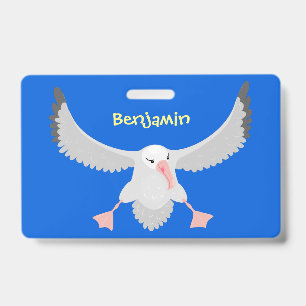 Cute albatross bird flying cartoon illustration badge