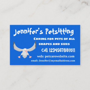 Cute albatross bird flying cartoon illustration business card