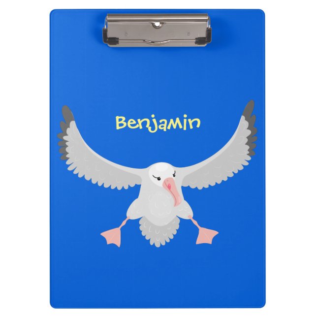 Cute albatross bird flying cartoon illustration clipboard (Front)