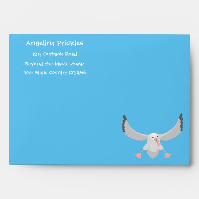 Cute albatross bird flying cartoon illustration envelope (Front)