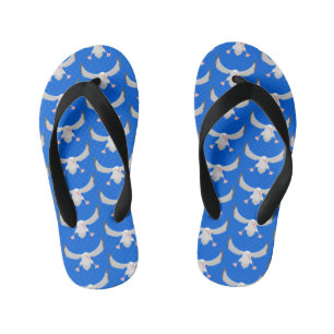Cute albatross bird flying cartoon illustration kid's flip flops