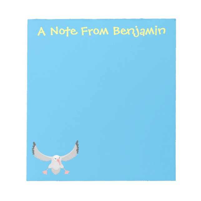 Cute albatross bird flying cartoon illustration notepad (Front)