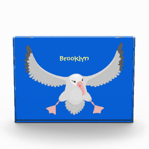 Cute albatross bird flying cartoon illustration photo block