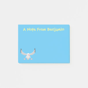 Cute albatross bird flying cartoon illustration post-it notes