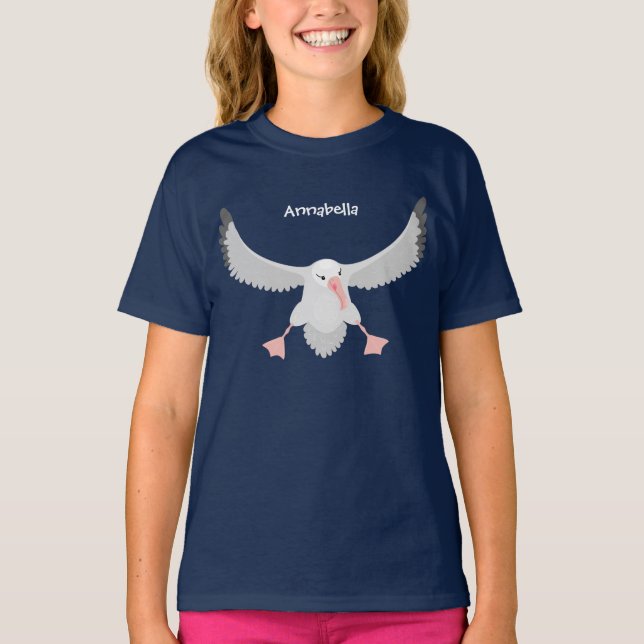 Cute albatross bird flying cartoon illustration T-Shirt (Front)