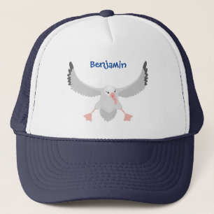 Cute albatross bird flying cartoon illustration trucker hat