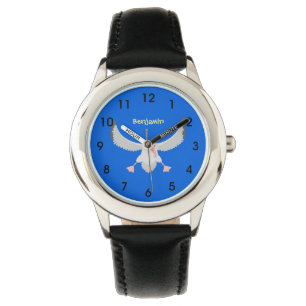 Cute albatross bird flying cartoon illustration watch