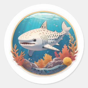 Cute Albino Whale Shark Classic Round Sticker