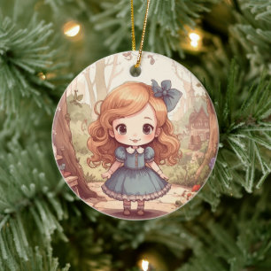 Cute Alice Adventures Wonderland Woodland Art Ceramic Ornament