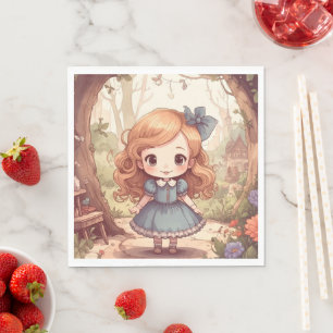 Cute Alice Adventures Wonderland Woodland Art Napkin