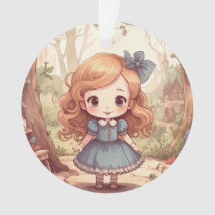 Cute Alice Adventures Wonderland Woodland Art Ornament