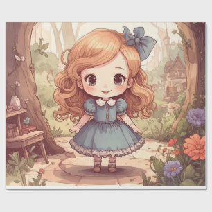 Cute Alice Adventures Wonderland Woodland Art Wrapping Paper