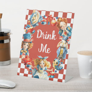 Cute Alice in ONEDERLAND 1st Birthday Drink Me  Pedestal Sign