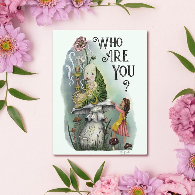 Cute Alice in Wonderland and the Caterpillar Art Postcard (Creator Uploaded)