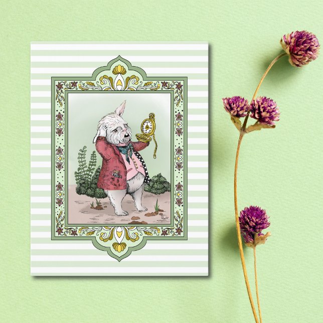 Cute Alice in Wonderland Late White Rabbit Art Postcard (Creator Uploaded)