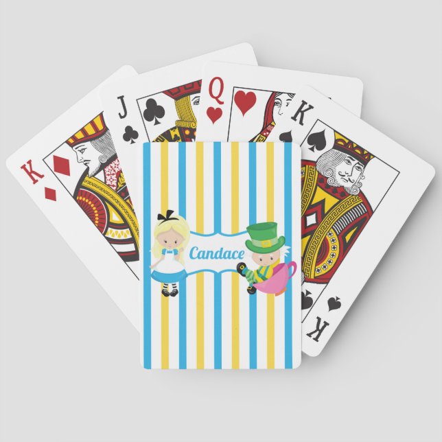 Cute Alice in Wonderland Personalized Kids Playing Cards (Back)