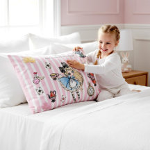 Cute Alice in Wonderland Pink Stripe Bedding
