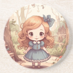 Cute Alice in Wonderland Whimsical Woodland Art Coaster