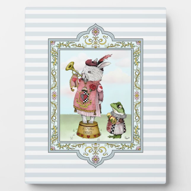 Cute Alice in Wonderland White Rabbit Easter Art  Plaque (Front)