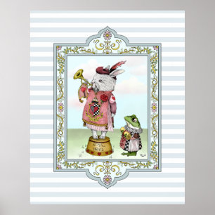 Cute Alice in Wonderland White Rabbit Easter Art Poster